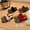 Soft Leather Version~ French Thick-soled Heightening Set of Toe-cool Slippers for Women's Summer Wear with Flat-bottomed Casual Beach Sandals