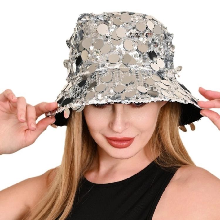 Casual Unisex Bucket Hat Versatiles Fisherman Hat Modern Bucket Sequins Hat for Music Event And Casual Wear