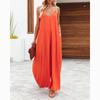 Casual Strapless Wide Leg Pants Dress Summer Solid Color Pocket Dress Women Comfort Sleeveless Plus Size Sexy Jumpsuit Dress 25050