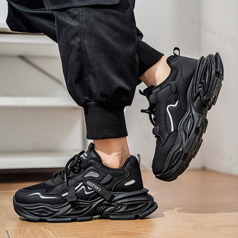 Autumn New Men's Platform Sneakers Breathable Wear-resistant Casual Shoes Outdoor Non Slip Comfortable Cross Tied Running Shoes