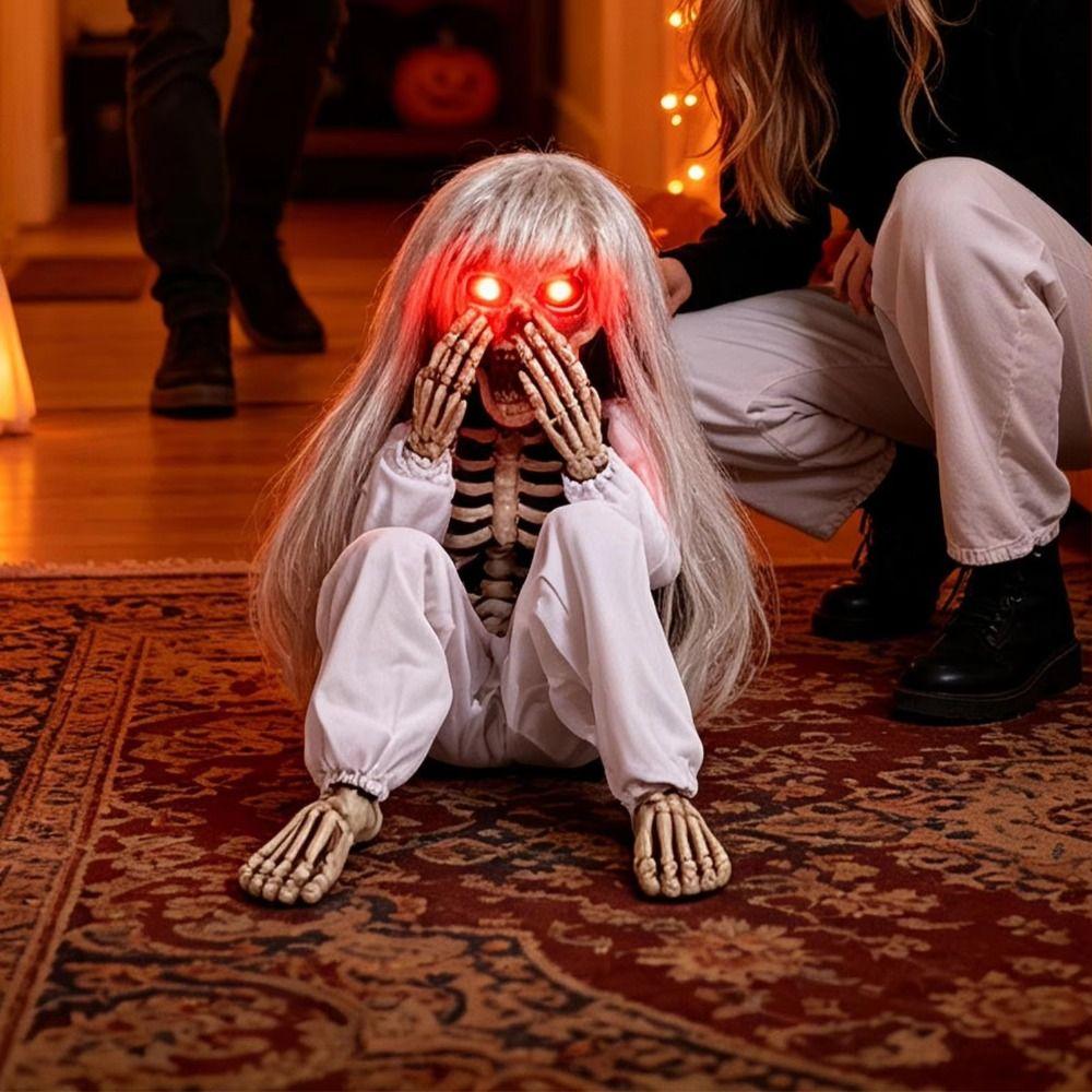 Glowing Eyes Crying Skeleton Vibrating Motion Sound Activated Prop Ghost Prop Home Decor