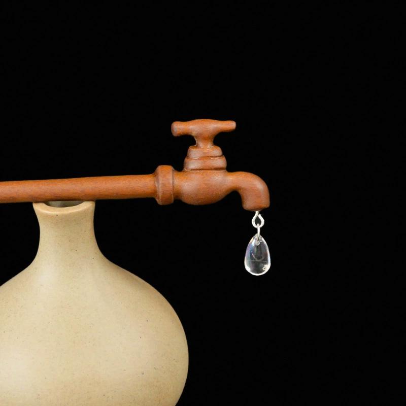 1Pc Water Droplet Shape New Chinese Style Sandalwood Hairpin Ancient Headwear Wood Hairpin Fun Headwear Faucet Hairpin