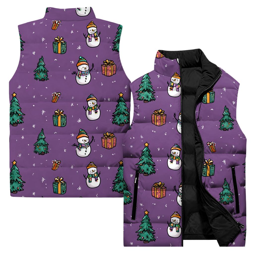 Ladies' Casual And Fashionable Sleeveless Vest Christmas Printed Cotton Jacket