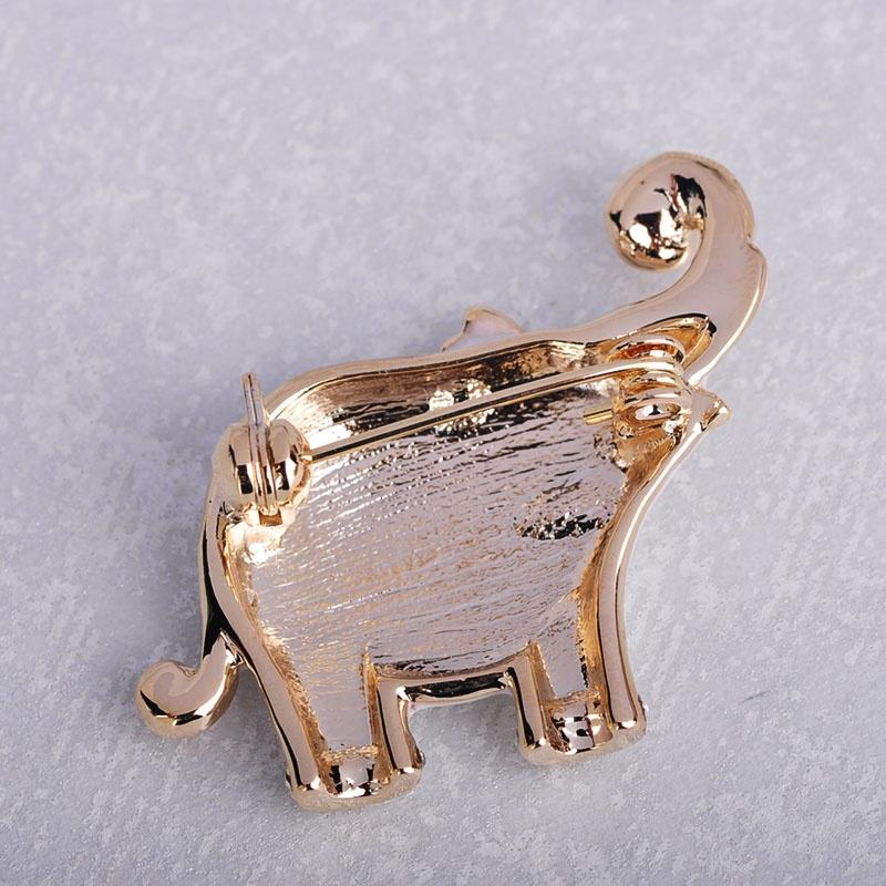 BLUCOM Элегантная цинковая брошка с эмалью в виде слона с горным хрусталем