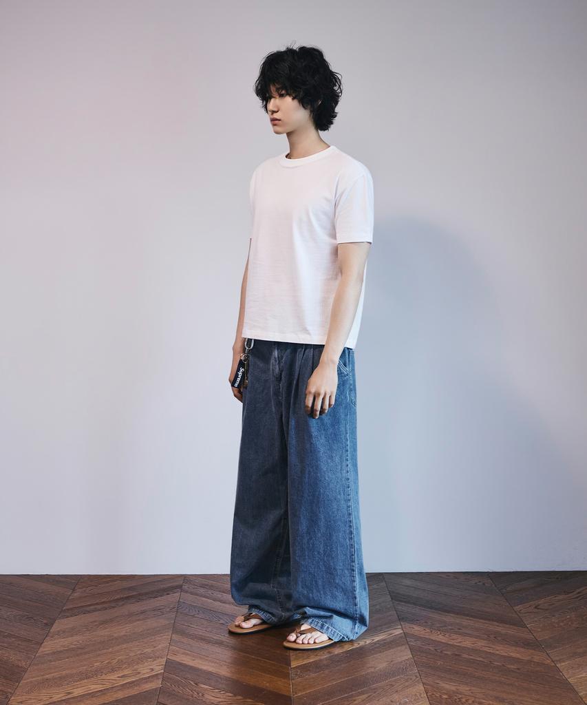 SIGNATURE All Day Cool Half-Banding Like Linen Denim Pants [Light Indigo]