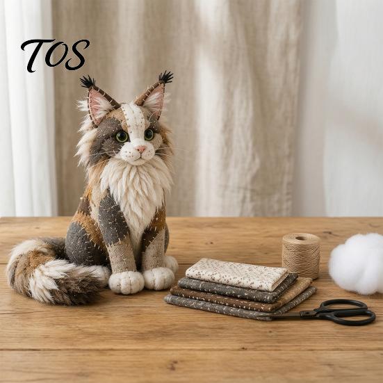Cute Cat Decoration DIY Patchwork Kit, Create Adorable Ornament, 3D Animal Sewing Ornament Kit Kitty Craft for Adults Beginners, Home Decor