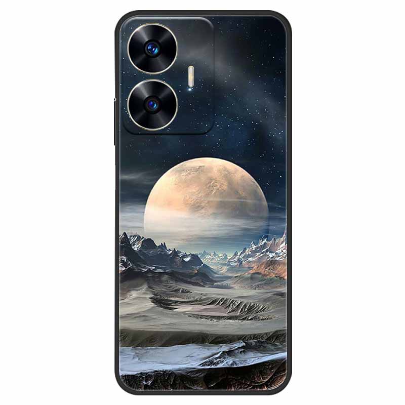 Чехол для телефона Realme C55 Черный Силиконовый Fundas Для Realme C55 RMX3710 ТПУ Мягкая Задняя Панель Coque Звезда Нарисована на RealmeC55 C 55