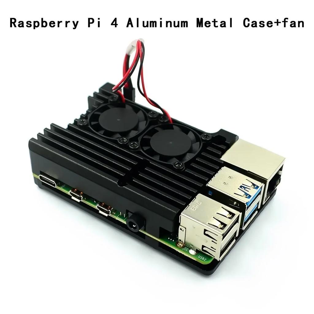 Алюминиевый корпус с двумя вентиляторами охлаждения для Raspberry Pi 4 3 Model B 3B Plus, металлическая оболочка-корпус для RPI Raspberry Pi 4B 3B+ Model