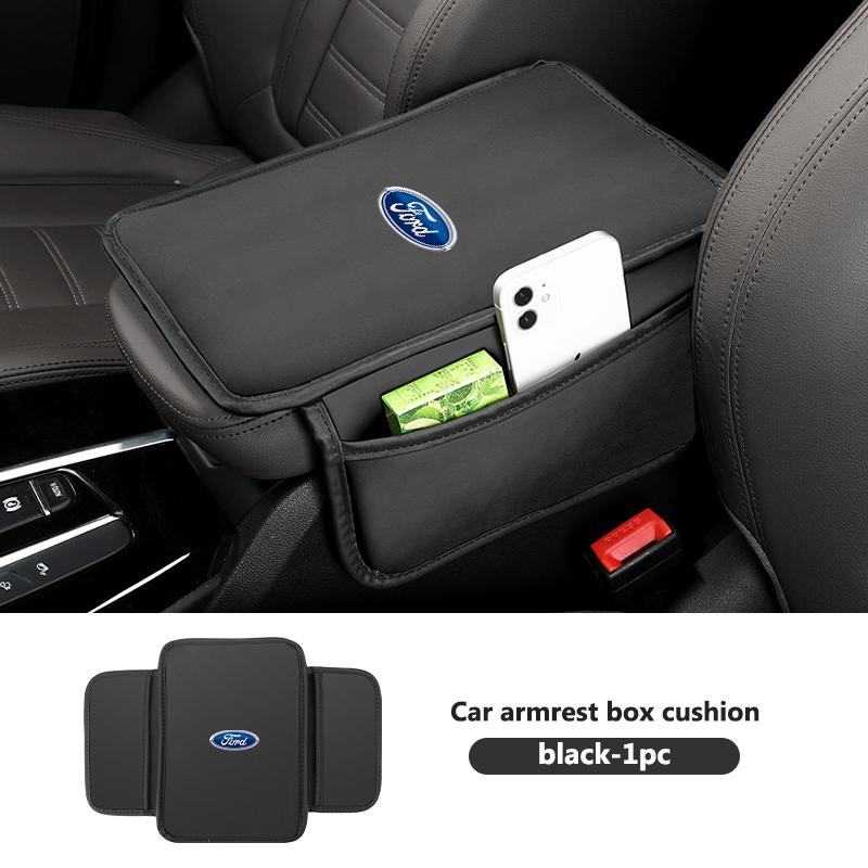 For Ford Nappa Leather Car Armrest Box Cushion Soft Sponge Interior Accessory Focus mk2 mk3 mk4 Fiesta Ranger Mondeo S-MAX Kuga