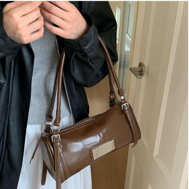 Fashion Brand Design Shoulder Bag Retro Versatile Handbag New Waxed Leather Niche Underarm Bag Korean-style Simple Commuter Bags