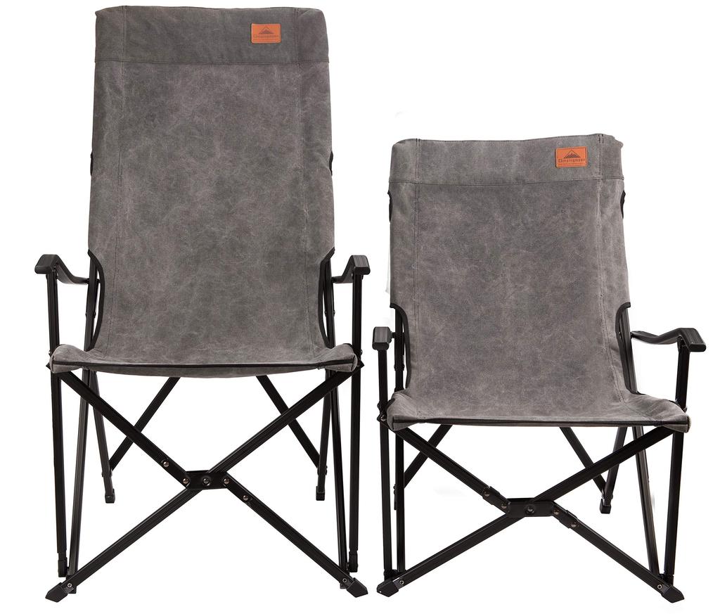 CAMPING MOON Стул с высокой спинкой, складное кресло для кемпинга, кресло для отдыха, серый цвет, большой размер F-1001C-H
