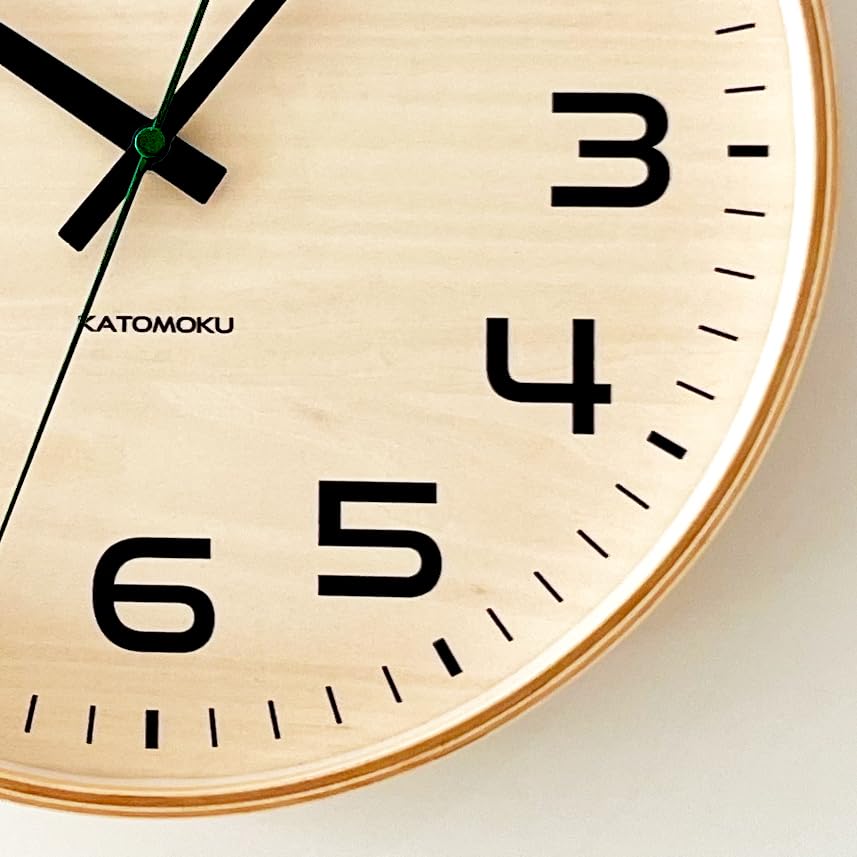 KATOMOKU plywood clock 23 Natural Wall Clock with Continuous Second km-145NARCS Hand, 304mm (SKP Radio-Controlled Clock)