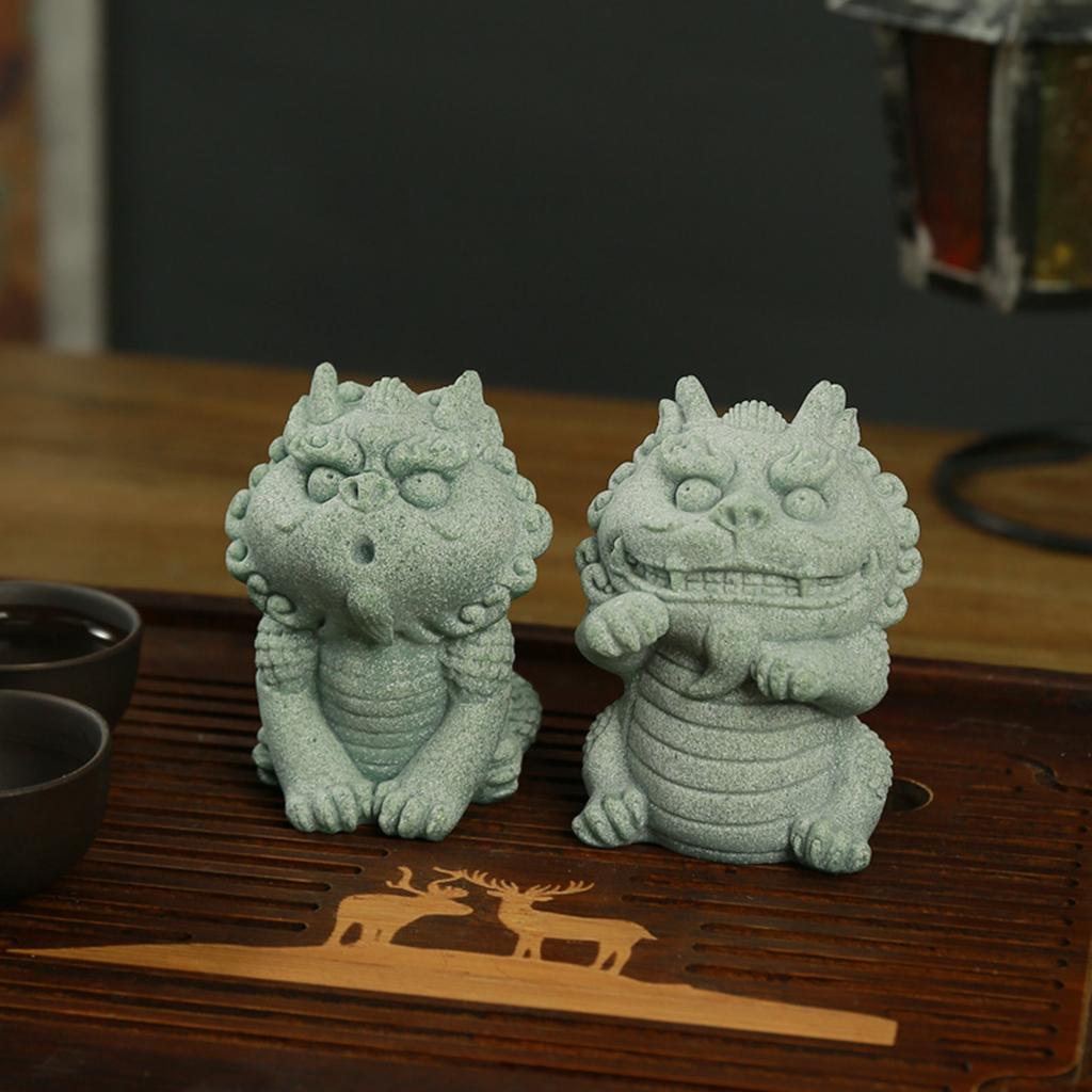 Feng Shui Ornaments Foo Dogs Bonsai Aquarium Fish Tank Statue Asian Oriental Statues Qi Lin Figurines Garden Decoration Desktop Attract Wealth Luck