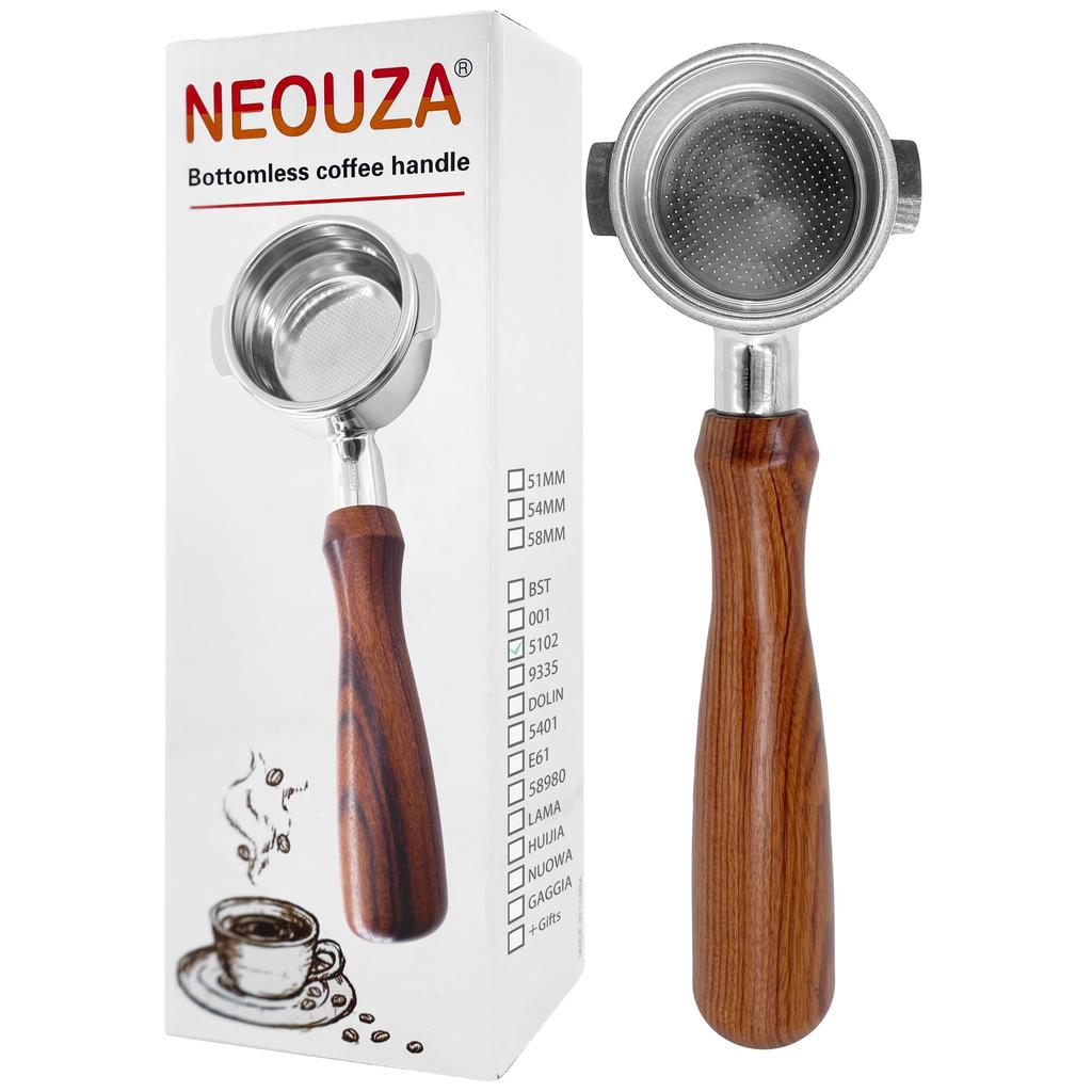 NEOUZA 51mm Espresso Bottomless Portafilter with 2 Ears for Delonghi ECP31.21 ECP33.21 ECP35.31 and Other Coffee Machines, 304 Food Stainless Steel Re