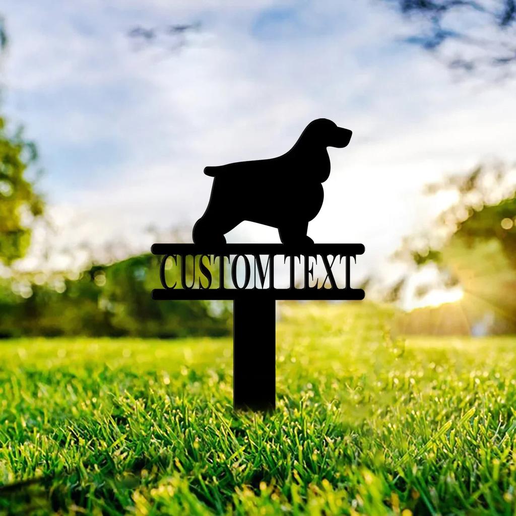 Personalized English Spaniel Metal Yard Stake Custom Name Garden Sign