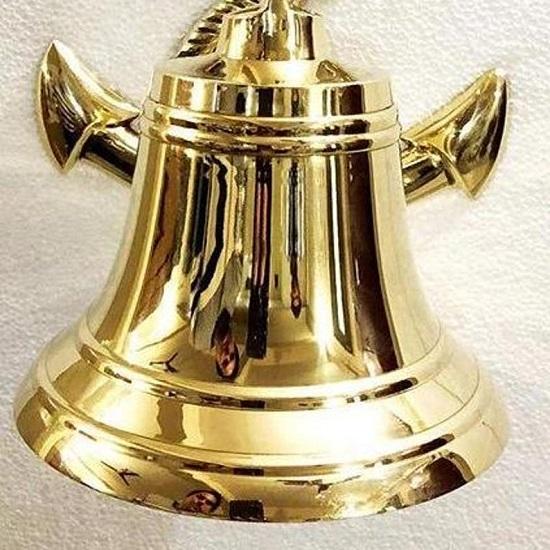 Латунный настенный колокол Морской латунный корабельный колокол с декором в виде якоря подвесной колокол Латунный дверной колокол Подарок на Хэллоуин,