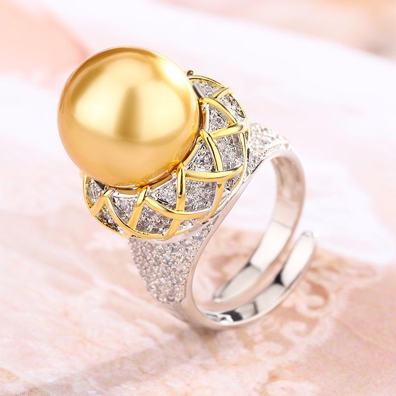 Новое промышленное жемчужное кольцо, персонализированное, модное, регулируемое, имитация натурального жемчуга Nanyang Zhuhai Macao, модное, белое
