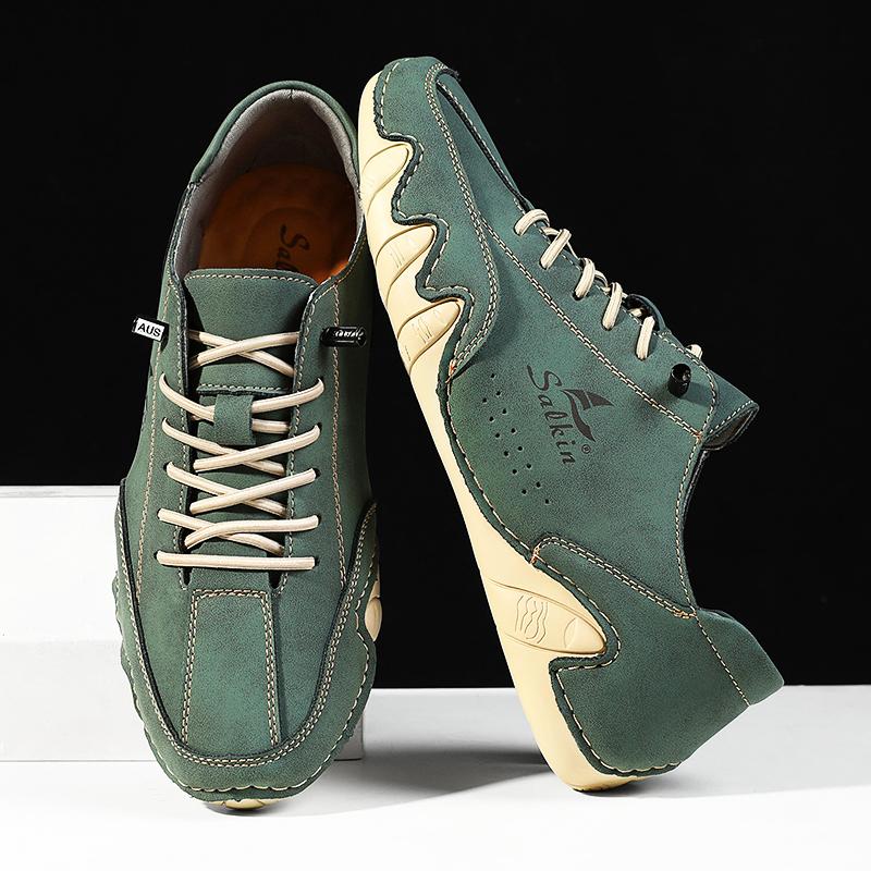 Мужская кожаная повседневная обувь ручной работы, модные кроссовки на шнуровке, новейшая осенняя мужская обувь, большие размеры 39-48