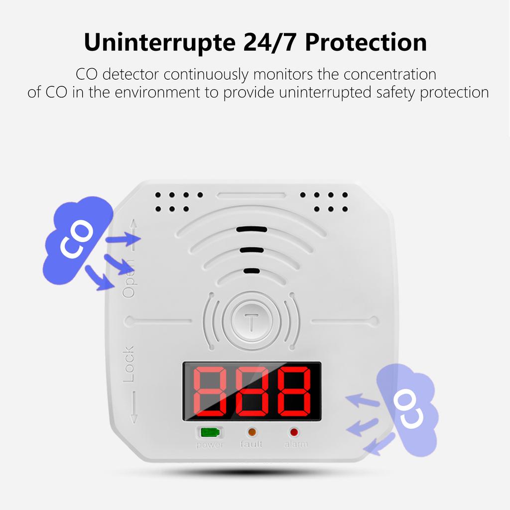 Портативный детектор CO, дорожный датчик CO со звуковым и световым оповещением, питание от батареек, компактный и