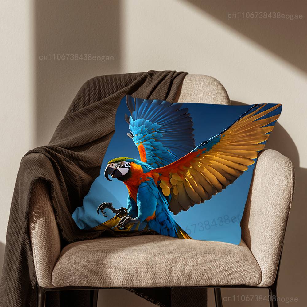 Арт Птица Попугай Наволочка Для Гостиной Подушка На Диван Подходит Для Украшения Дома Спальни И Защиты