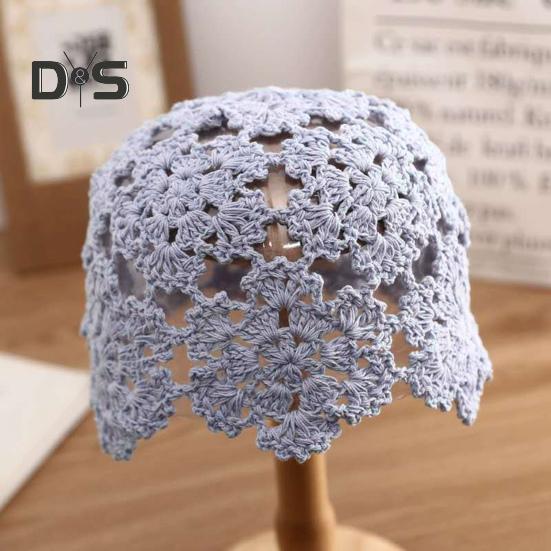 Женская вязаная шапка с ажурным узором крючком, дышащая шапка ручной работы, уличная одежда для работы на открытом воздухе