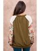 Azura Exchange Brown Floral Patchwork Puff Sleeve Textured Blouse