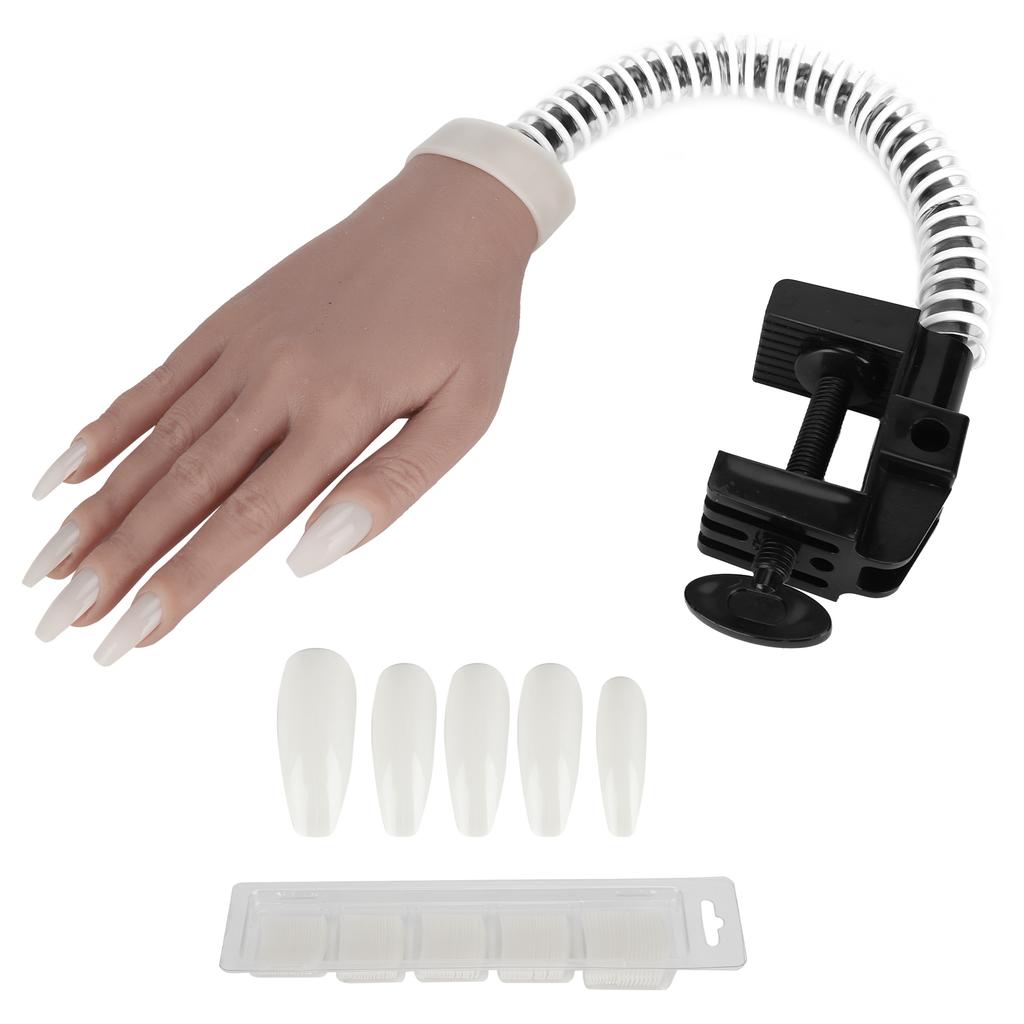 Nail Art Practice Hand Silicone Bendable Joints False Nail Tips Hand Mannequin for Nail Salon#03
