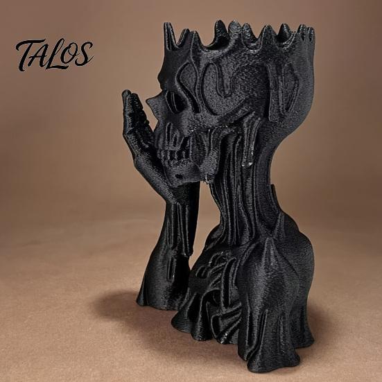 3D-печатная статуэтка тающего скелета Talos, Матовая черная готическая фигурка черепа, держащего подбородок, Скульптура в темном стиле для домашнего декора, Настольное украшение