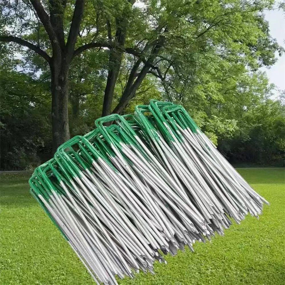 12PCS Garden Stakes Lawn Fixing Nails Green Tent Stakes Securing Pegs for Artificial Grass