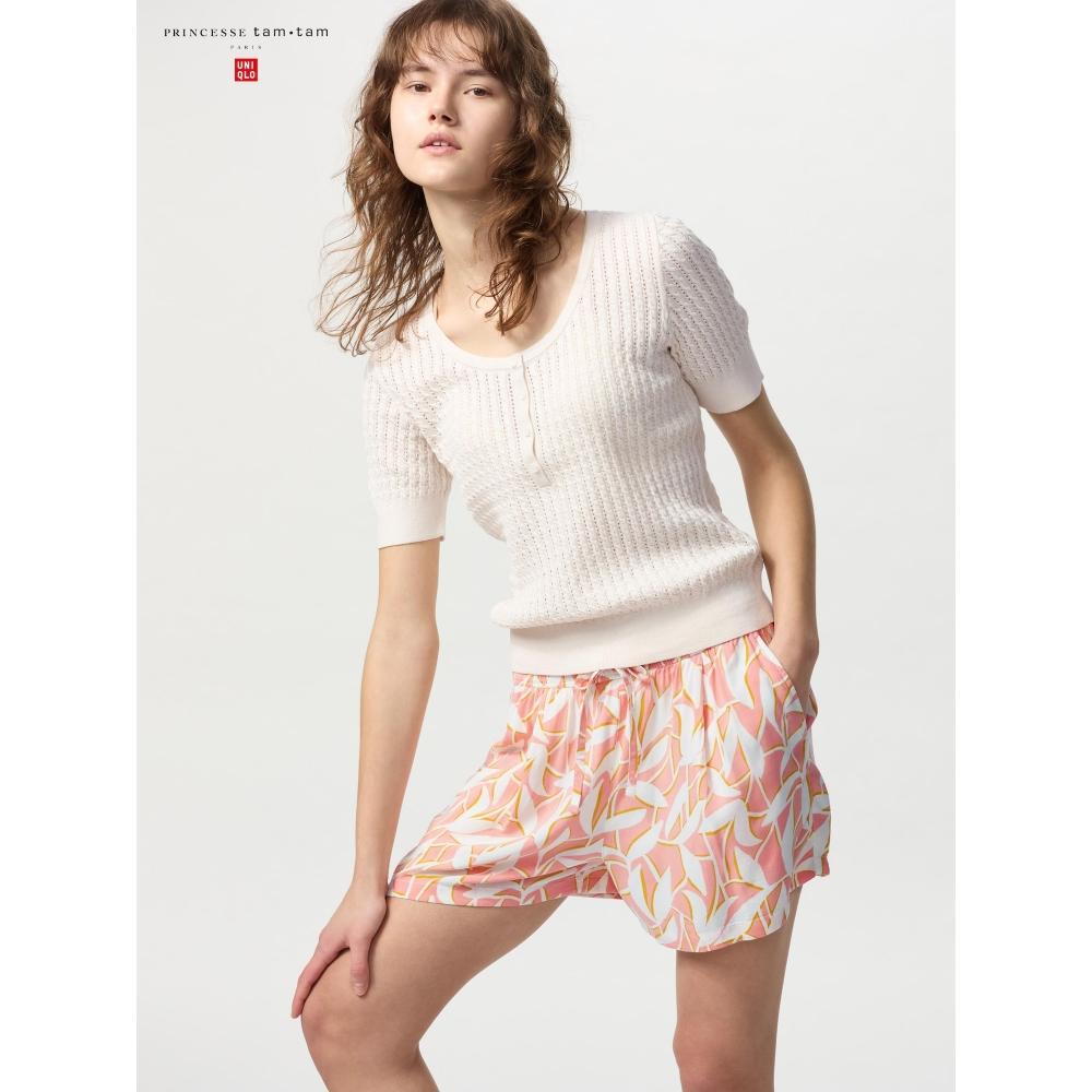 Uniqlo Легкие драпированные короткие брюки Leaf 