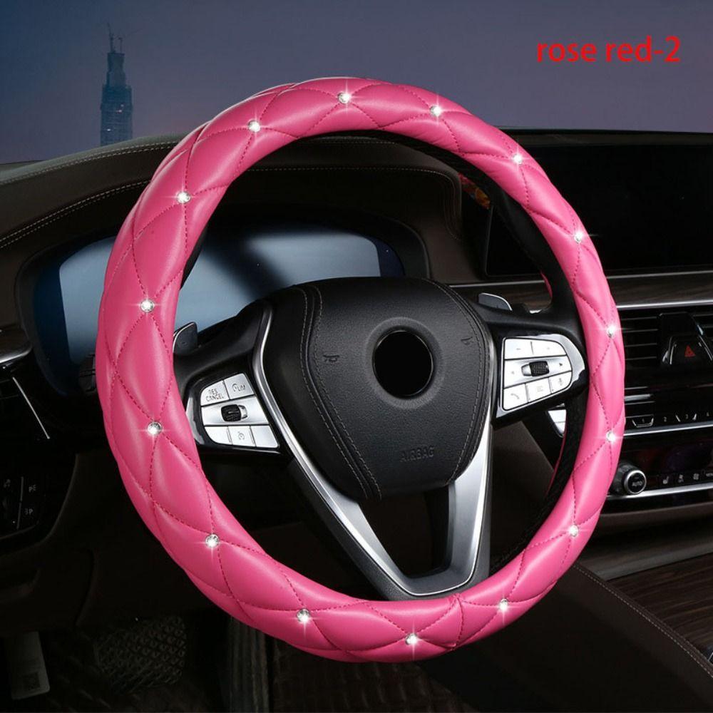 Fashion Diamond Black Pink Soft Auto Wheel Covers Cover Texture Steering Wheel Cover Car Glove