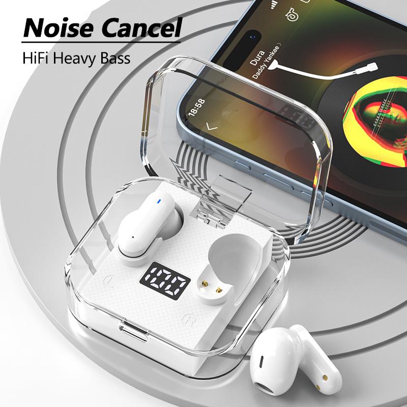Noise Vaorlo Earphones Cancel Wireless Led Digital Display Headphone Mini Inear Headset With Hd Microphone For All Smartphones