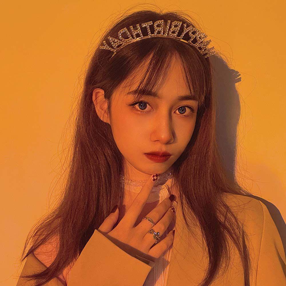 Подарочное письмо Королева С Днем Рождения Повязка на голову Стразы Корона День рождения Обруч для волос Женские украшения