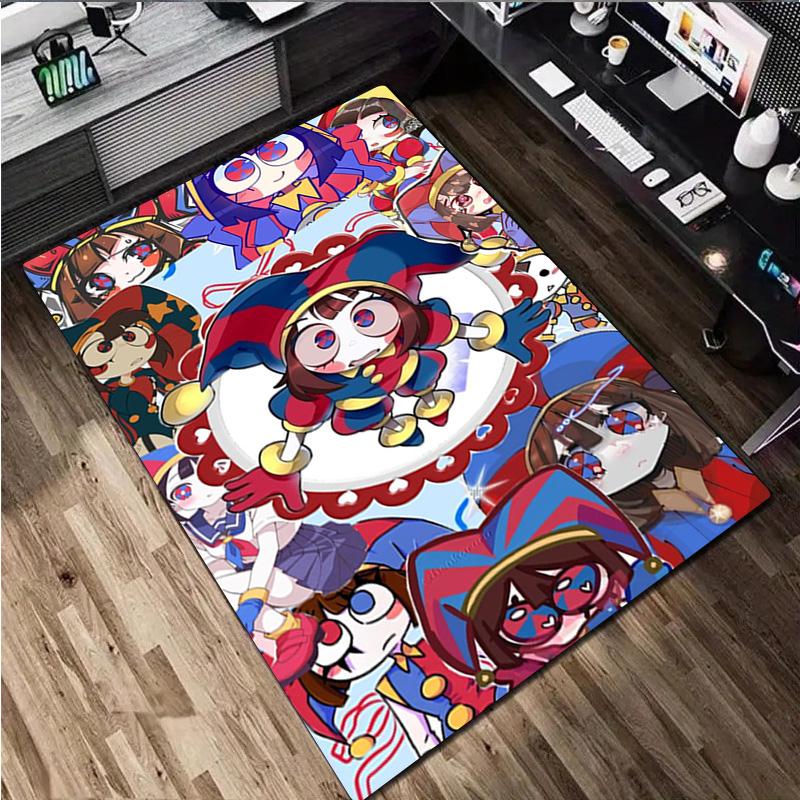 Cartoon Character Pomni Carpet Office Decorative Carpet For Living Room Bedroom Door Mat Floor Rug Computer Chair Area Rug perfect holiday gift
