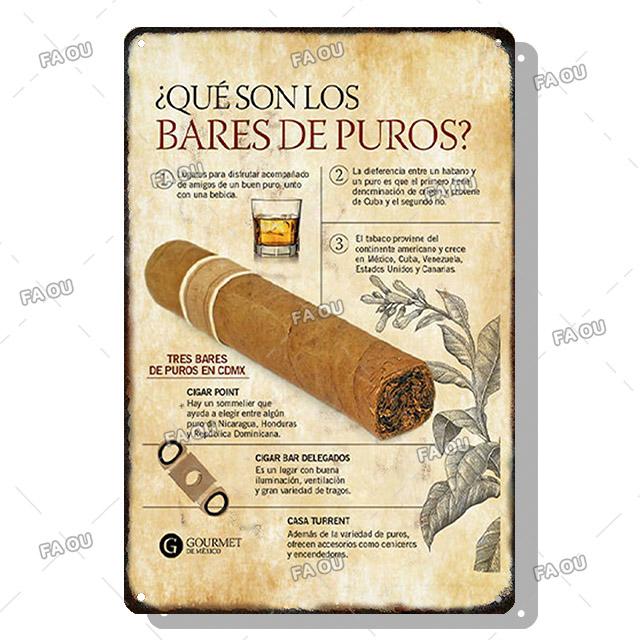 Сигары Винтажные металлические плакаты Виски Ретро жестяные вывески Бар Кафе Настенное искусство Декоративная табличка Современный дом Декор гостиной Эстетика