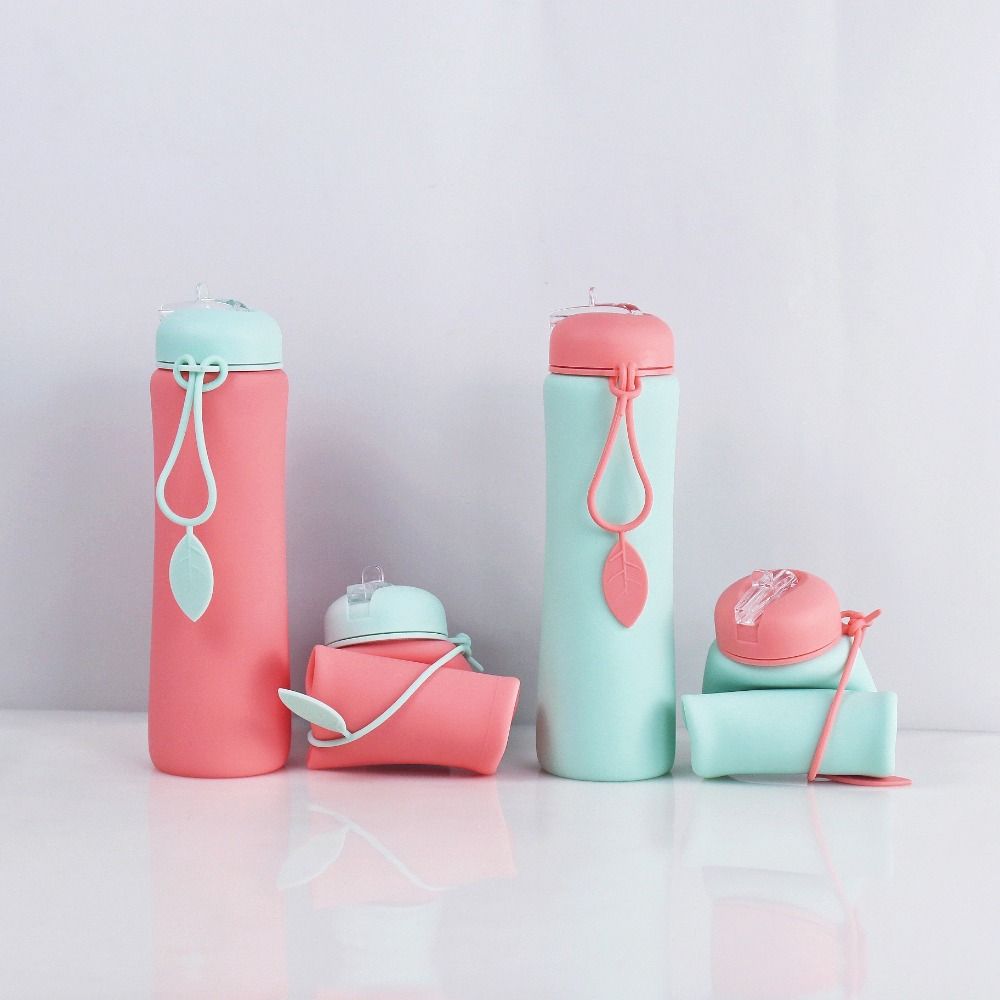 Leak Proof Foldable Silicone Water Bottle Portable Collapsible Water Cups Folding Water Cup Gym