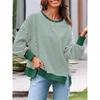 Women  Striped Crew Neck Sweatshirt Loose Oversized Long Sleeve Pullover Casual Daily Blouse Top