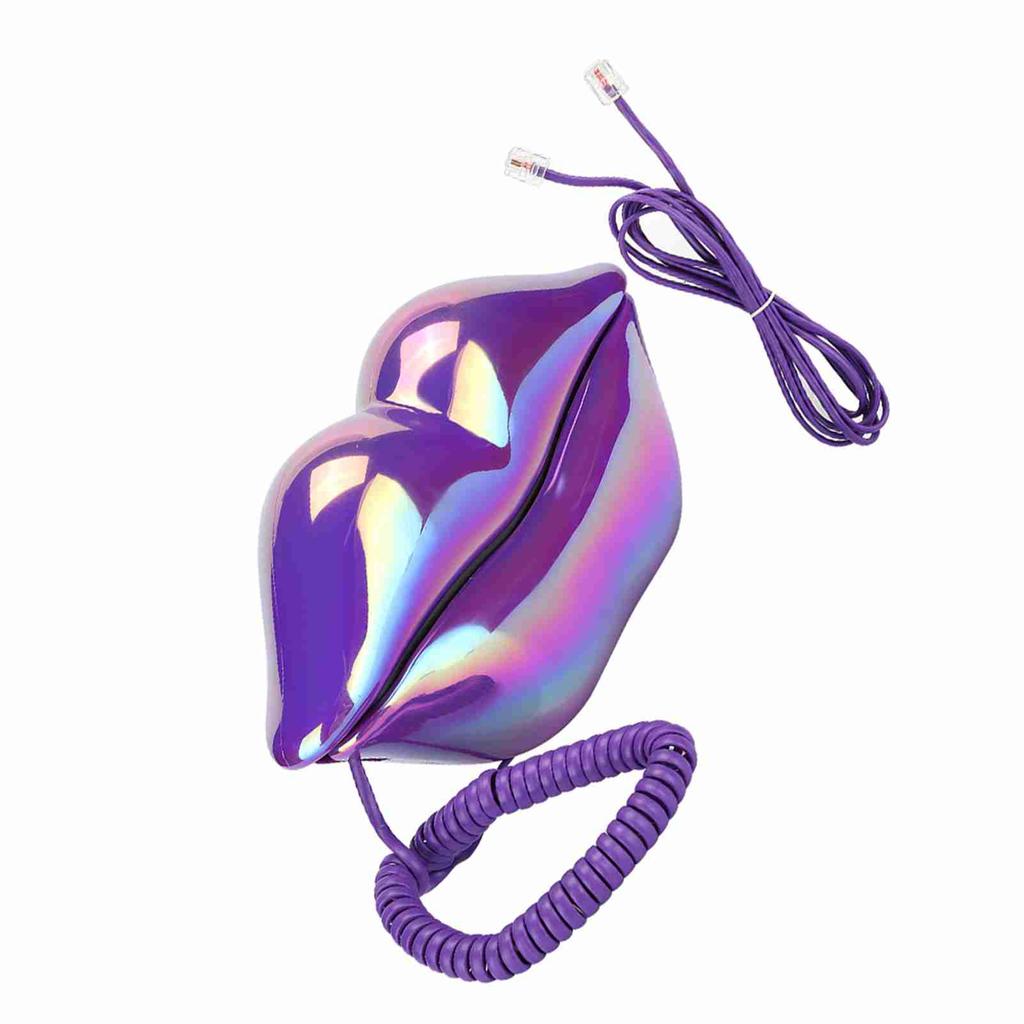 Креативный телефон Purple Lips с гальваническим покрытием, настольный стационарный телефон для домашнего офиса