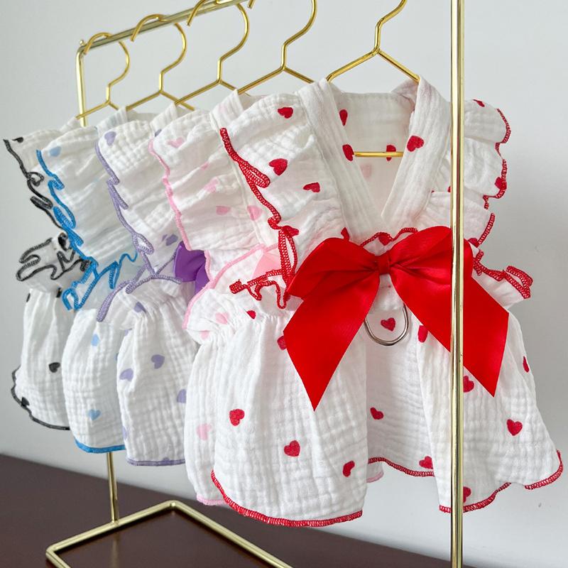 Модное платье для собак с милым бантом, одежда для собак, платье с принтом «любовь», чихуахуа, одежда для щенков и кошек, одежда для принцессы, милые принадлежности для одежды для щенков