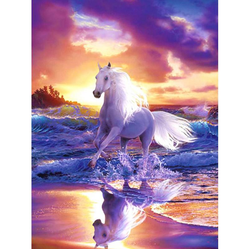 Полный 5D Diy алмазная живопись Лошадь у моря Алмазная вышивка полная вышивка крестиком домашний декор подарок ручной работы
