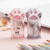 1pcs Cute Paw Pencil Sharpener Mini Transparent Cartoon Kitties Manual Sharpeners Stationery School Kids Gift Reward