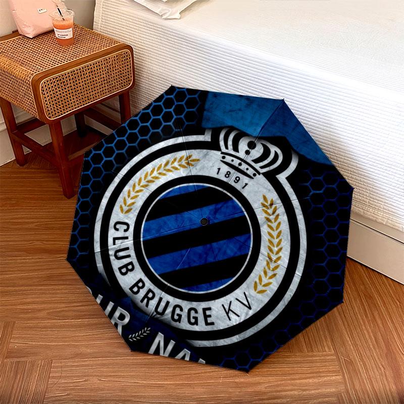 1 PC Automatic Folding Umbrella - Club Brugge KV Custom Name Pattern, Portable & Foldable Design with 8 Ribs, Christmas Birthday Gifts