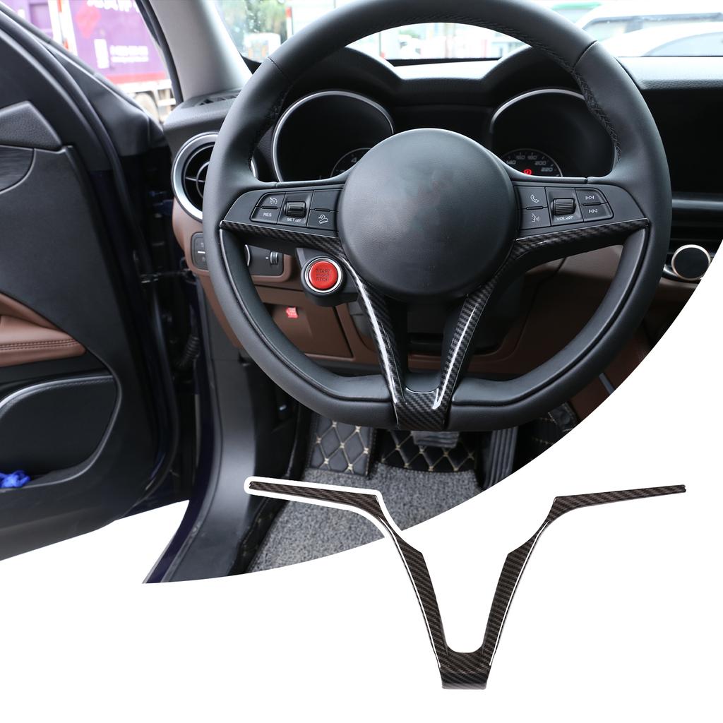 ABS Carbon Fiber Style Car Steering Wheel Cover Trim For Alfa Romeo Giulia 2017 2018 2019 Interior Accessories pgi231