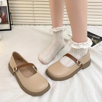 2024 Женская обувь для активного отдыха, туфли Мэри Джейн на высоком каблуке, модные повседневные туфли-лодочки для женщин с круглым носком и пряжкой на ремешке, на низком каблуке для женщин