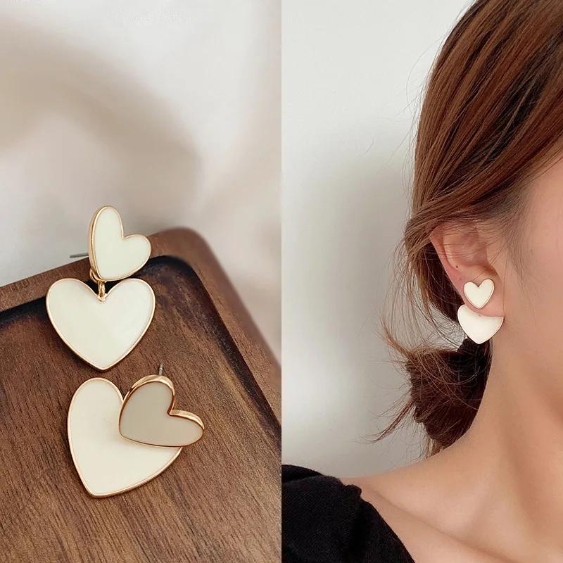 LATS New Fashion Contracted Heart Pearl Fine Earrings Joker Sweet Elegant Temperament Women Drop Earring Fashion Jewelry