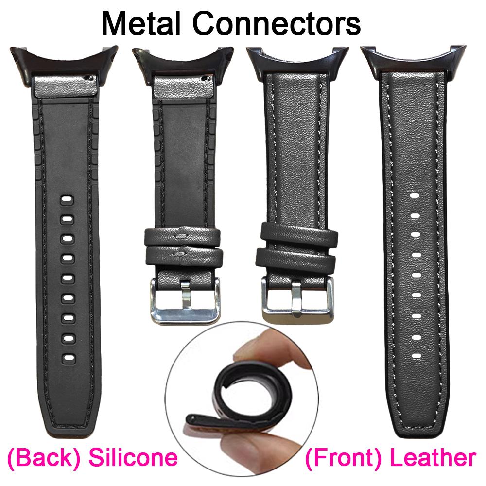 Ремешок для suunto core полностью черный кожаный + силиконовый ремешок для умных часов Smart Watch Замена браслета, металлические разъемы