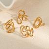 GEMCHIC Women's Minimalist Geometric Stainless Steel Rings Set Gold Plated Abstract Wavy Finger Jewelry Fashion Luxury Accessories