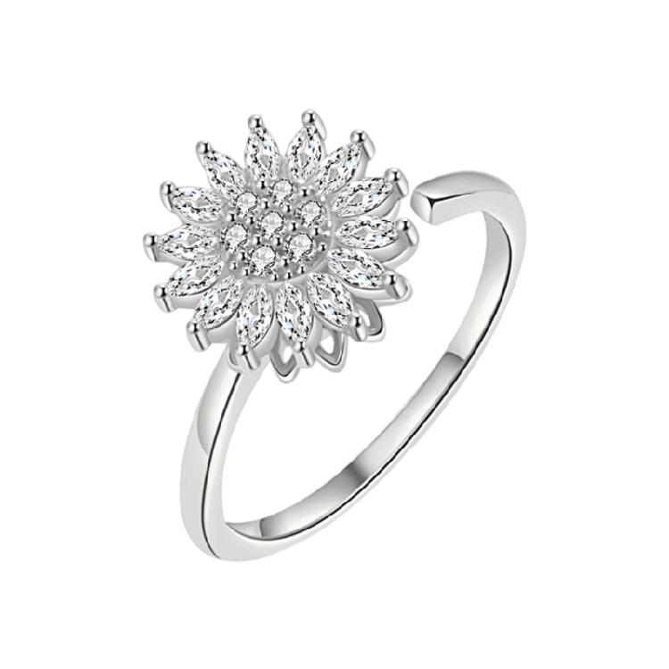 Регулируемый женский вращающийся ювелирный аксессуар Золотой дизайн Снятие стресса Цирконий