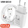 5V2A USB зарядные устройства EU/US вилка настенные зарядные устройства адаптеры для iPhone Samsung Android QC3.0 быстрая зарядка зарядные устройства с кабелем Type C