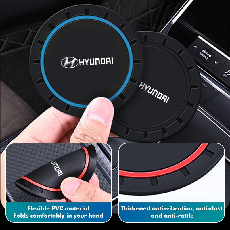 2pcs Car Water Cup Holder Anti Slip Insert Silicone Coaster Pad For Hyundai GDi N Line i10 Azera Genesis G70 G80 G90 Accent R4